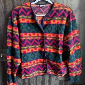 Cozy Vintage David Wayne tribal fleece cardigan bohemian groove